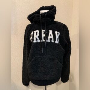 Moncler ‘Freak’ Slogan Intarsia Fleece Hoodie Men Size Large Kangaroo Pocket